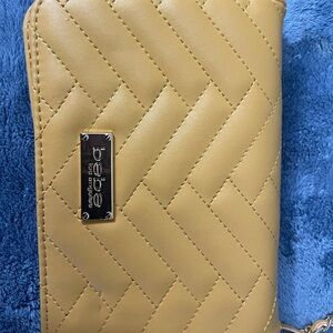 Bebe Mustard Yellow Quilted Crossbody Wallet Bag